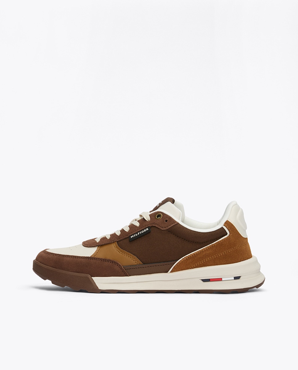 Sapatilhas de Running Retro em Mistura de Materiais Castanho-14