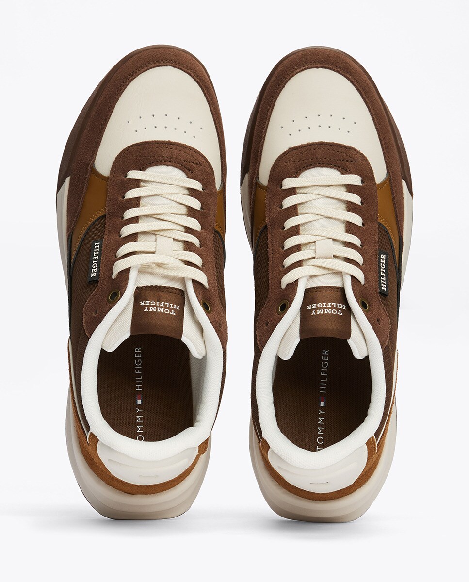 Sapatilhas de Running Retro em Mistura de Materiais Castanho-10