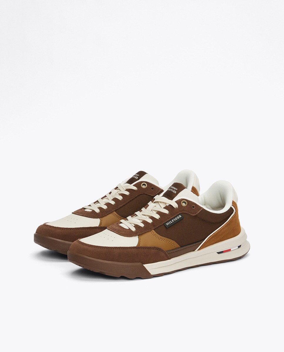 Sapatilhas de Running Retro em Mistura de Materiais Castanho-9