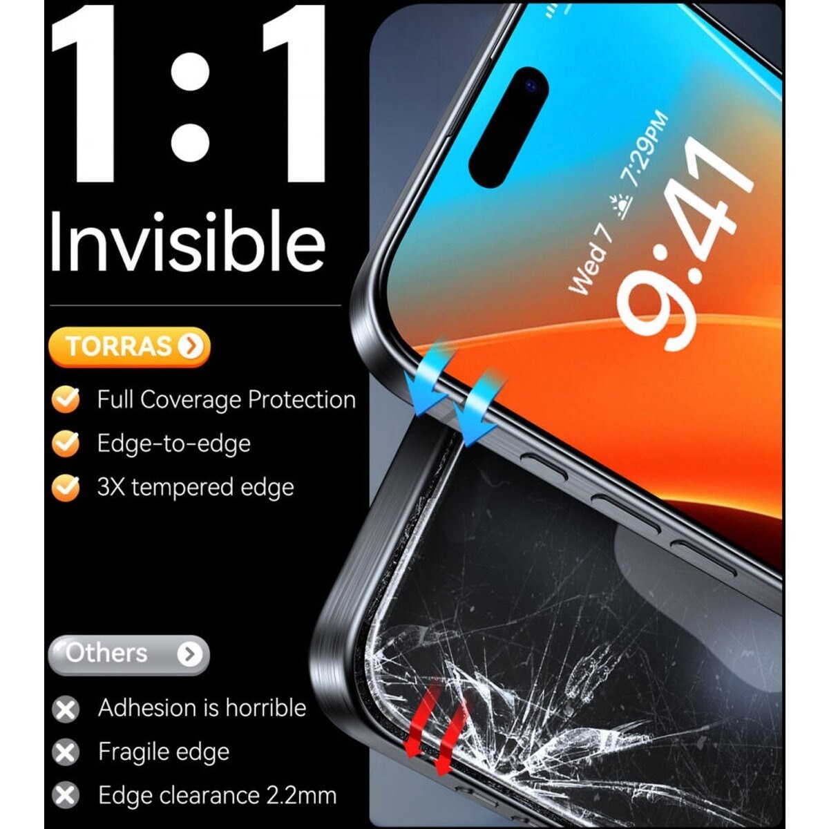 Película de Vidro Torras para iPhone 16 Pro 6