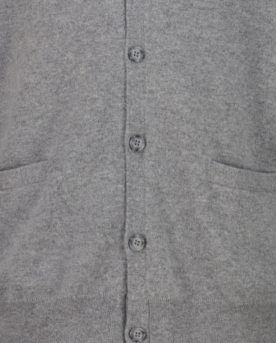 Cardigan Liso com Botões 100% Caxemira Cinzento-claro-5
