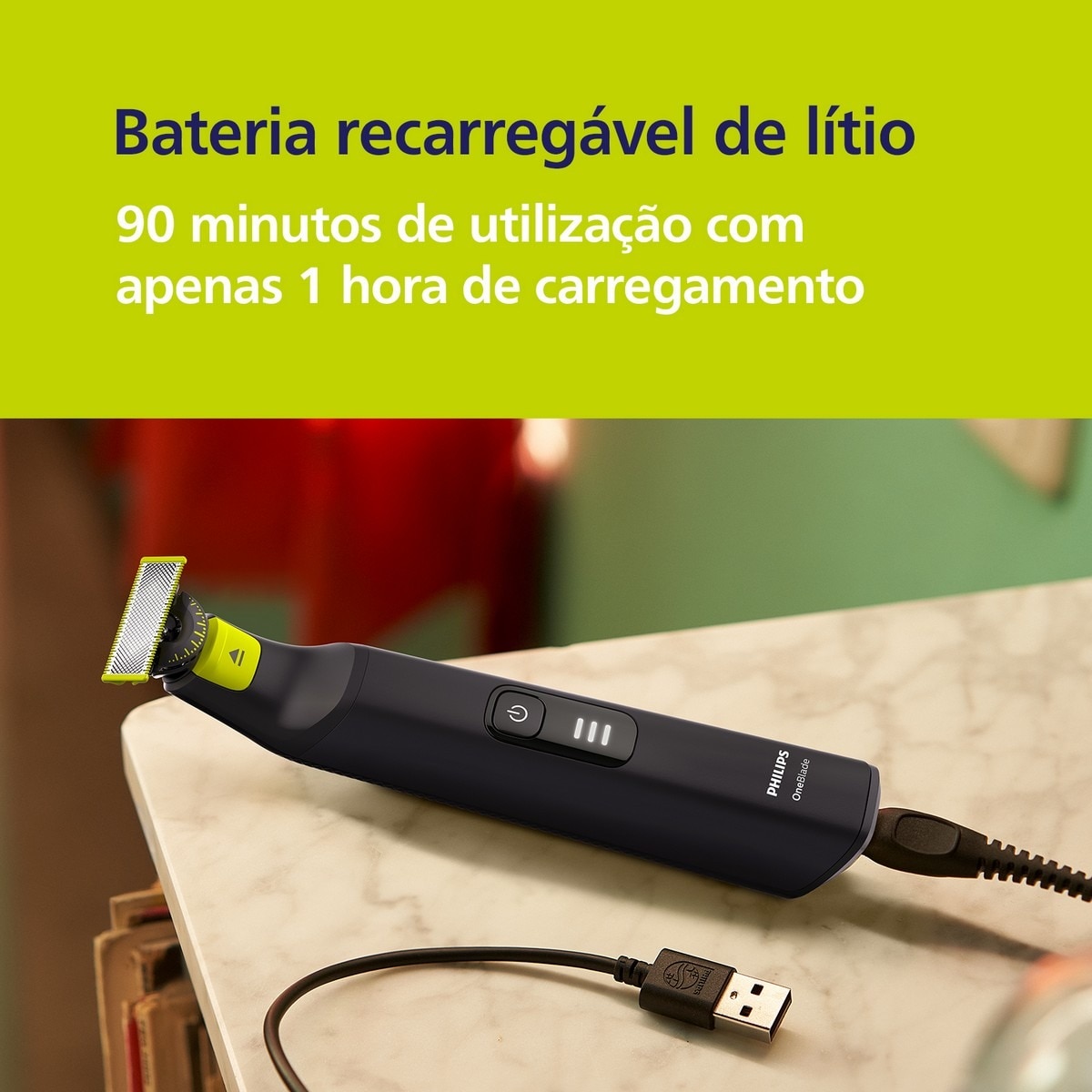 Máquina de Barbear Philips QP6542/1OneBlade Pro 360, Rosto e Corpo, Húmido e Seco, 14 Comprimentos, com Pente Guia e de 90 min. Preto-6