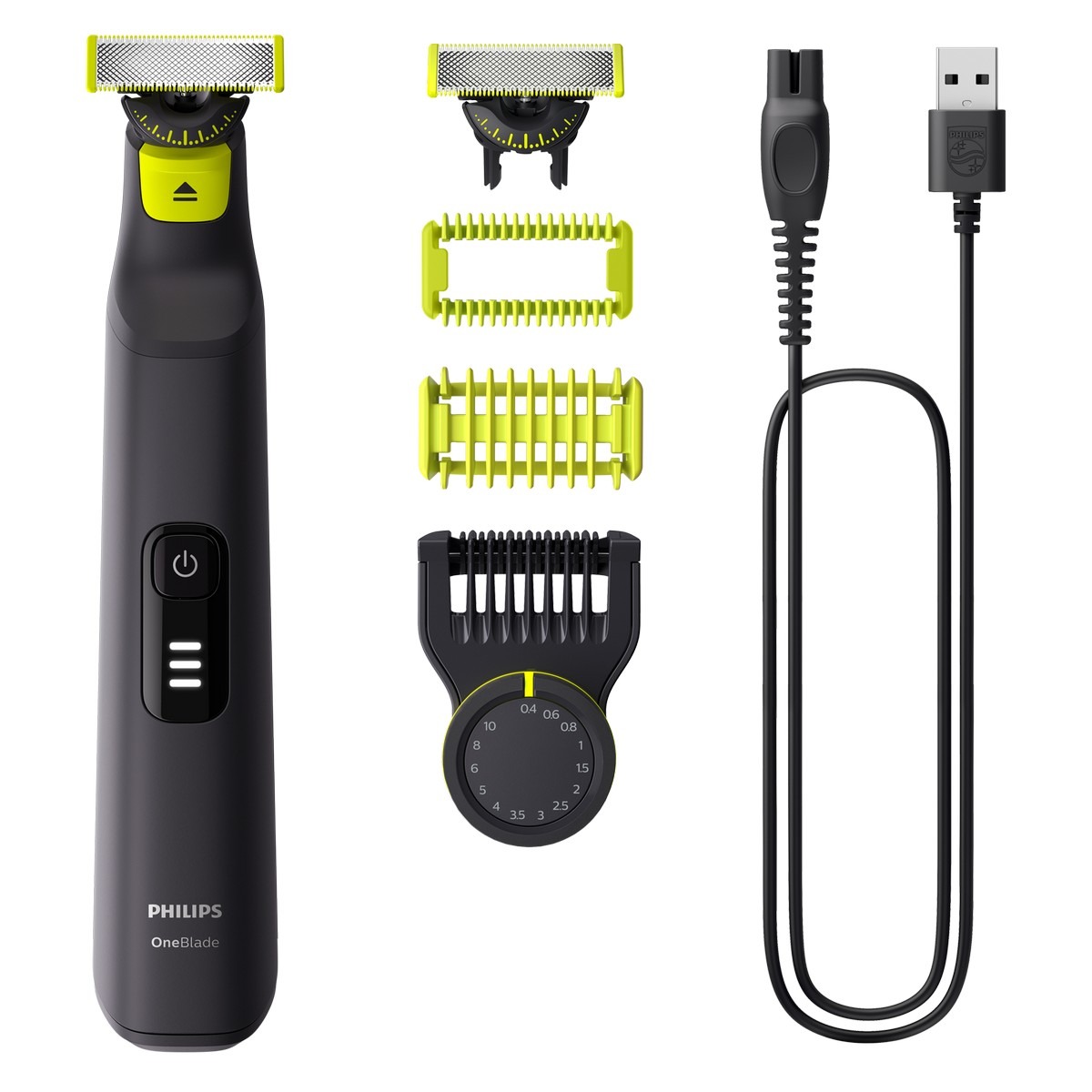 Máquina de Barbear Philips QP6542/1OneBlade Pro 360, Rosto e Corpo, Húmido e Seco, 14 Comprimentos, com Pente Guia e de 90 min. Preto-1