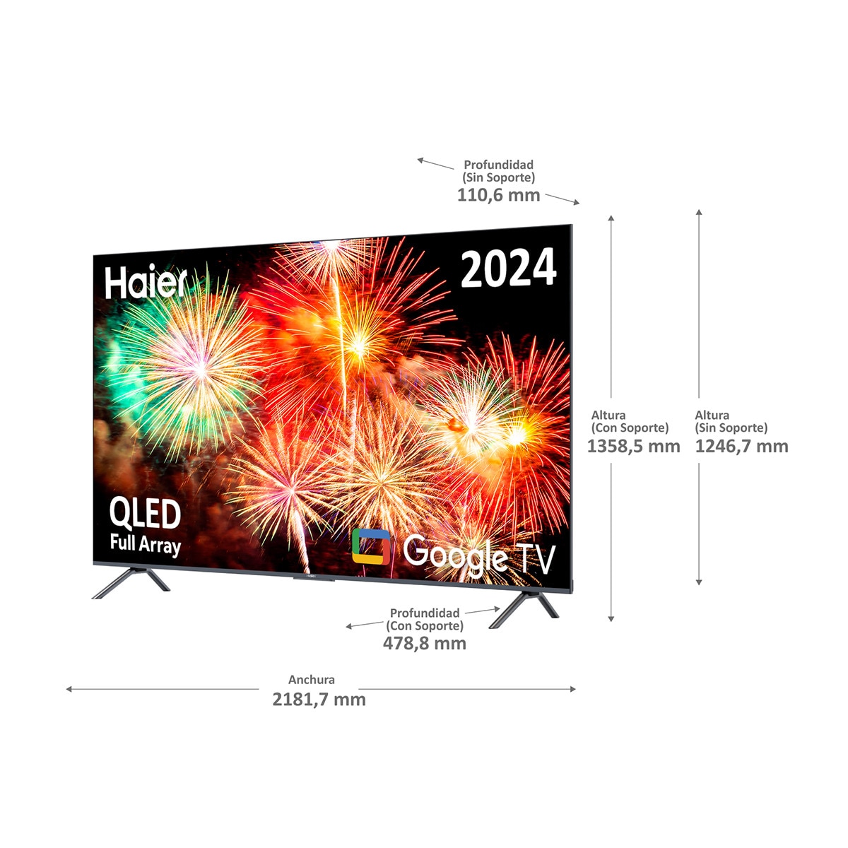 TV QLED 247cm (98") Haier H98S900UX 4K UHD, Full Array, Smart Google TV, Dolby Vision, Dolby Atmos Plata-2