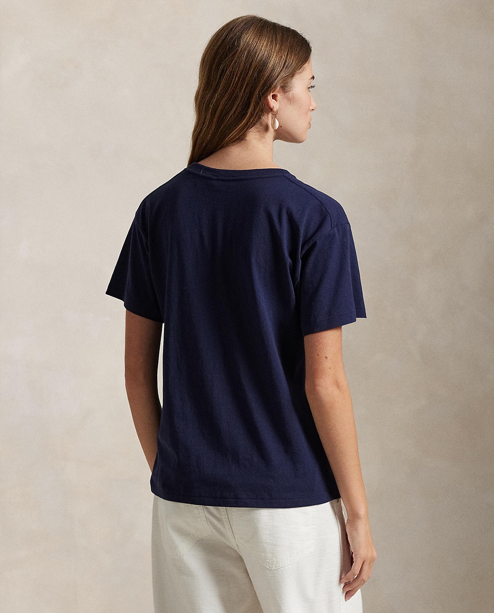 T-shirt de Algodão com Desenho do Polo Bear Azul-marinho-3
