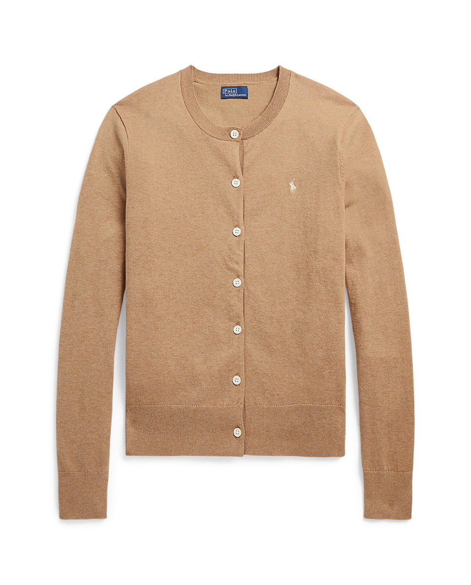Cardigan de Decote Redondo e Botões Camel-5