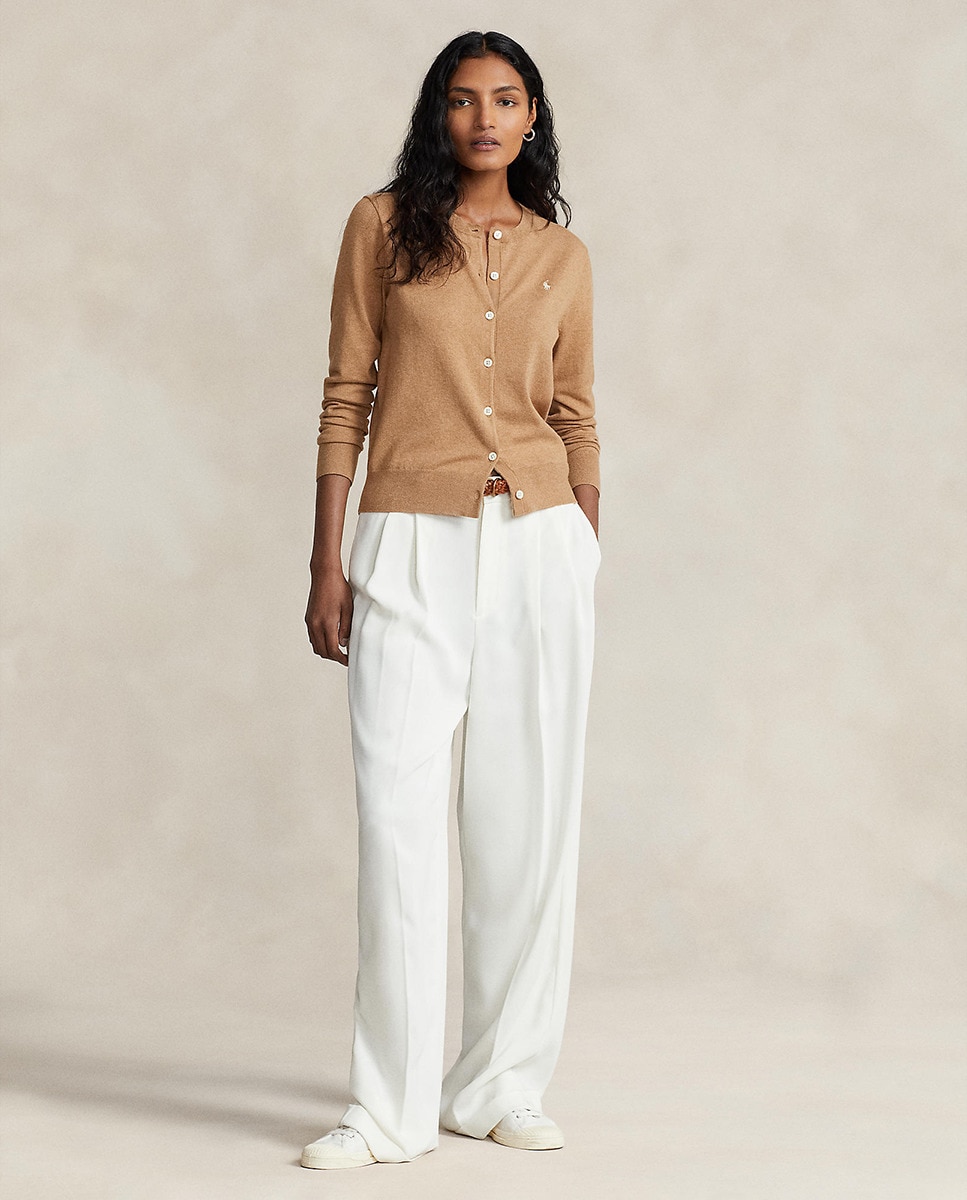 Cardigan de Decote Redondo e Botões Camel-6