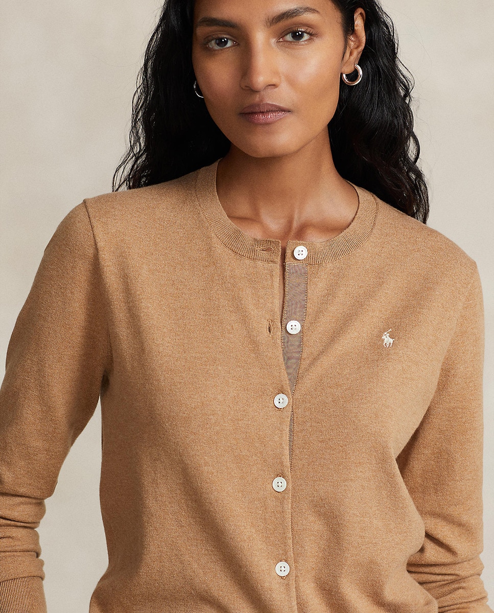 Cardigan de Decote Redondo e Botões Camel-4