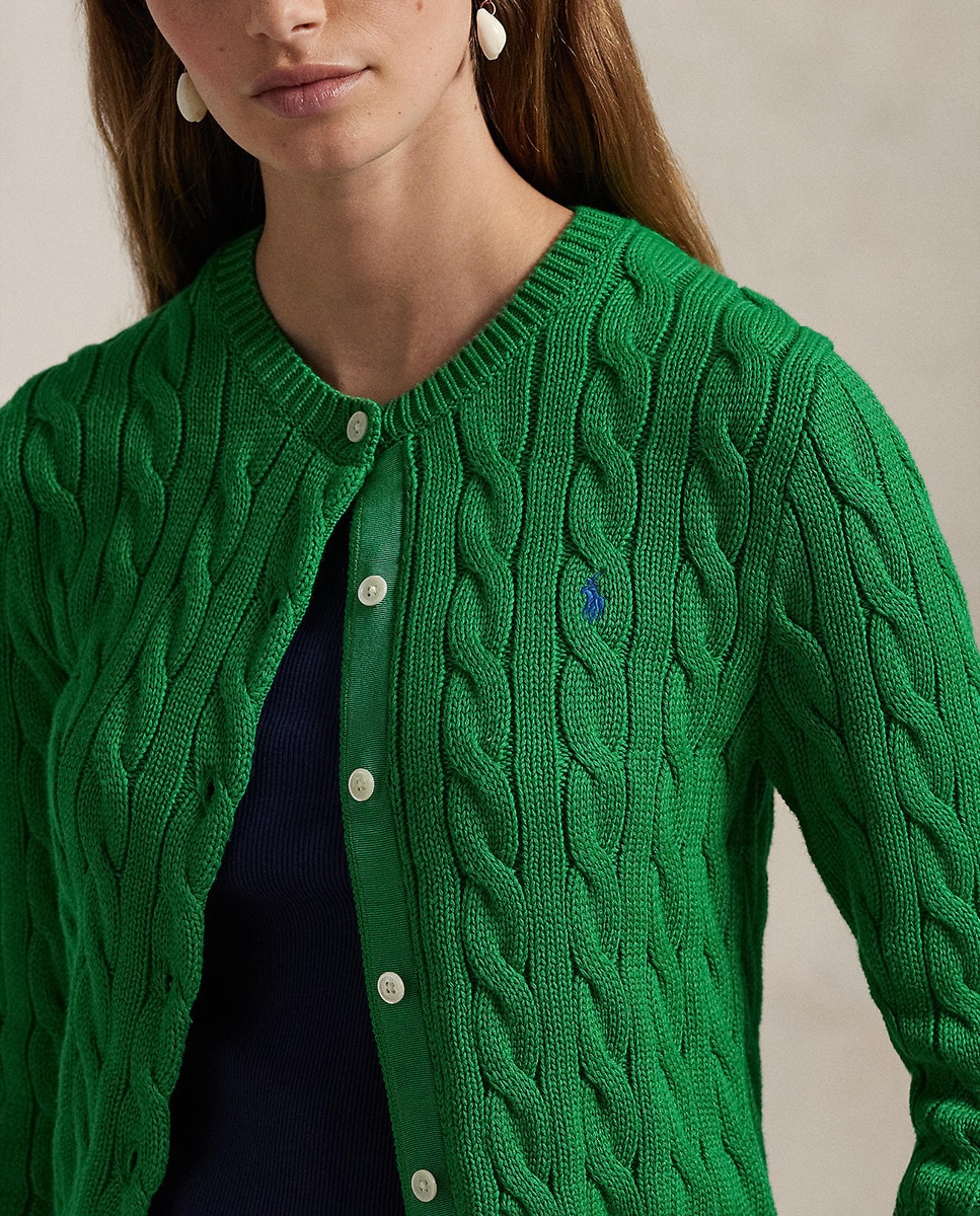 Camisola de Malha Tipo Cardigan com Logótipo Verde-4