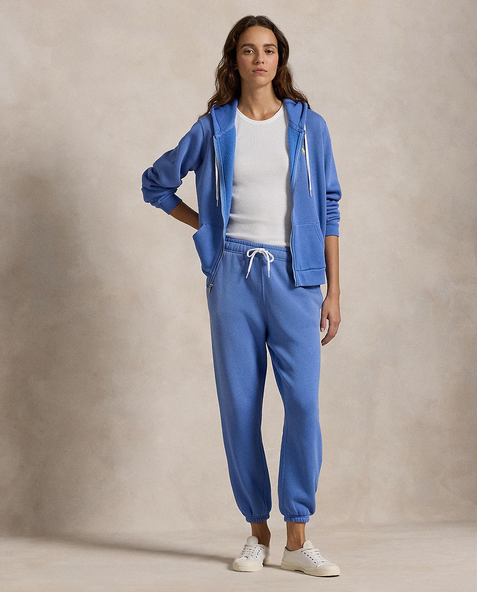 Sweatshirt de Algodão com Fecho de Correr Azul-claro-6