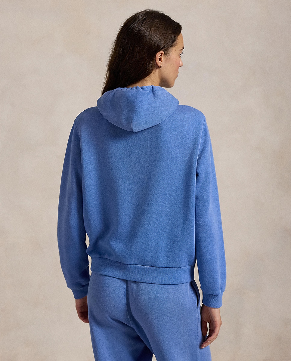 Sweatshirt de Algodão com Fecho de Correr Azul-claro-3