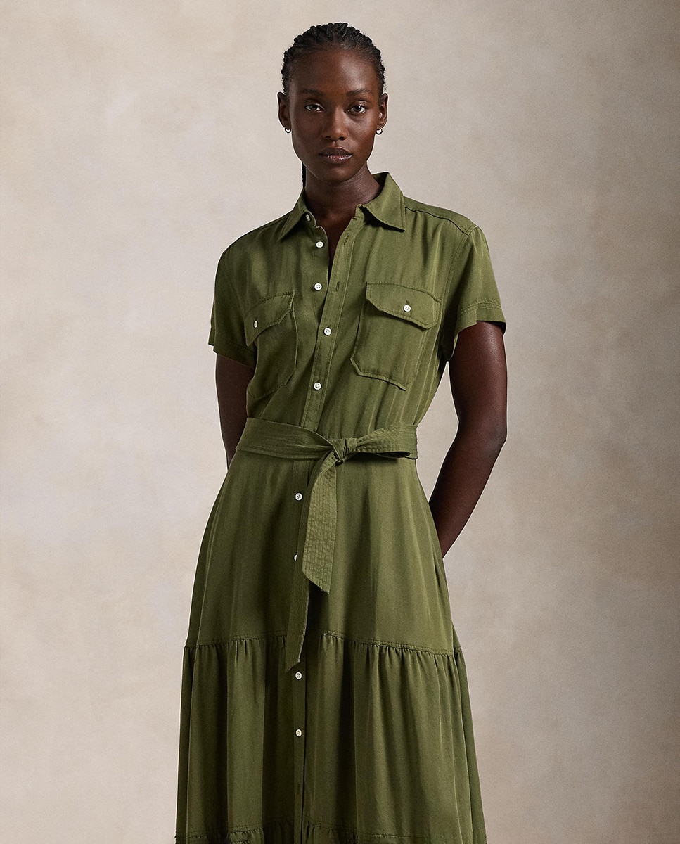 Combinar Vestido Camisero Verde Militar Vestidos Outfit Vestido