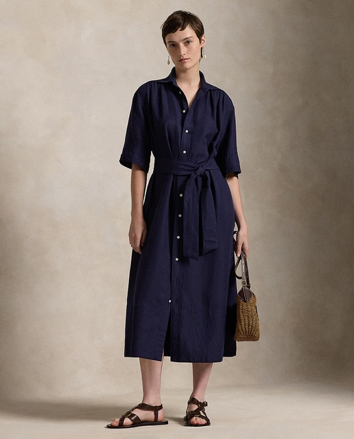 Imagen 0 de Vestido camisero midi con manga corta