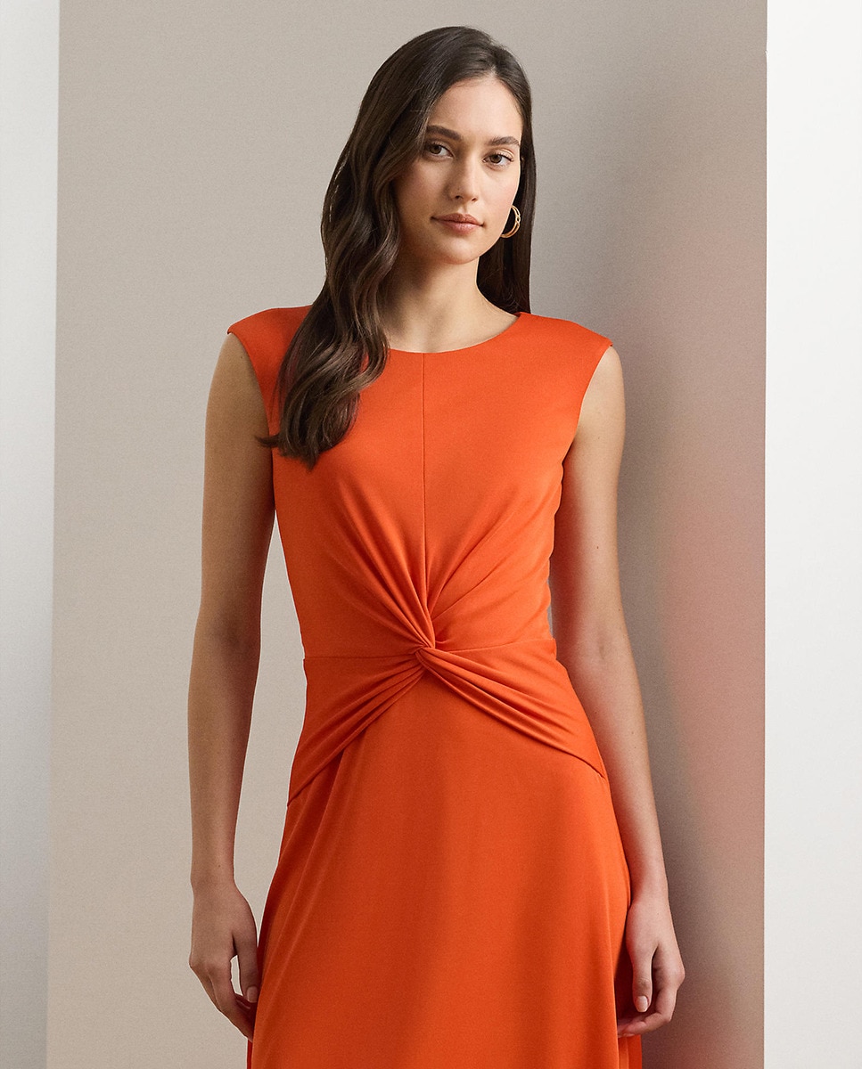 Vestido Midi com Manga em Balão Laranja-4