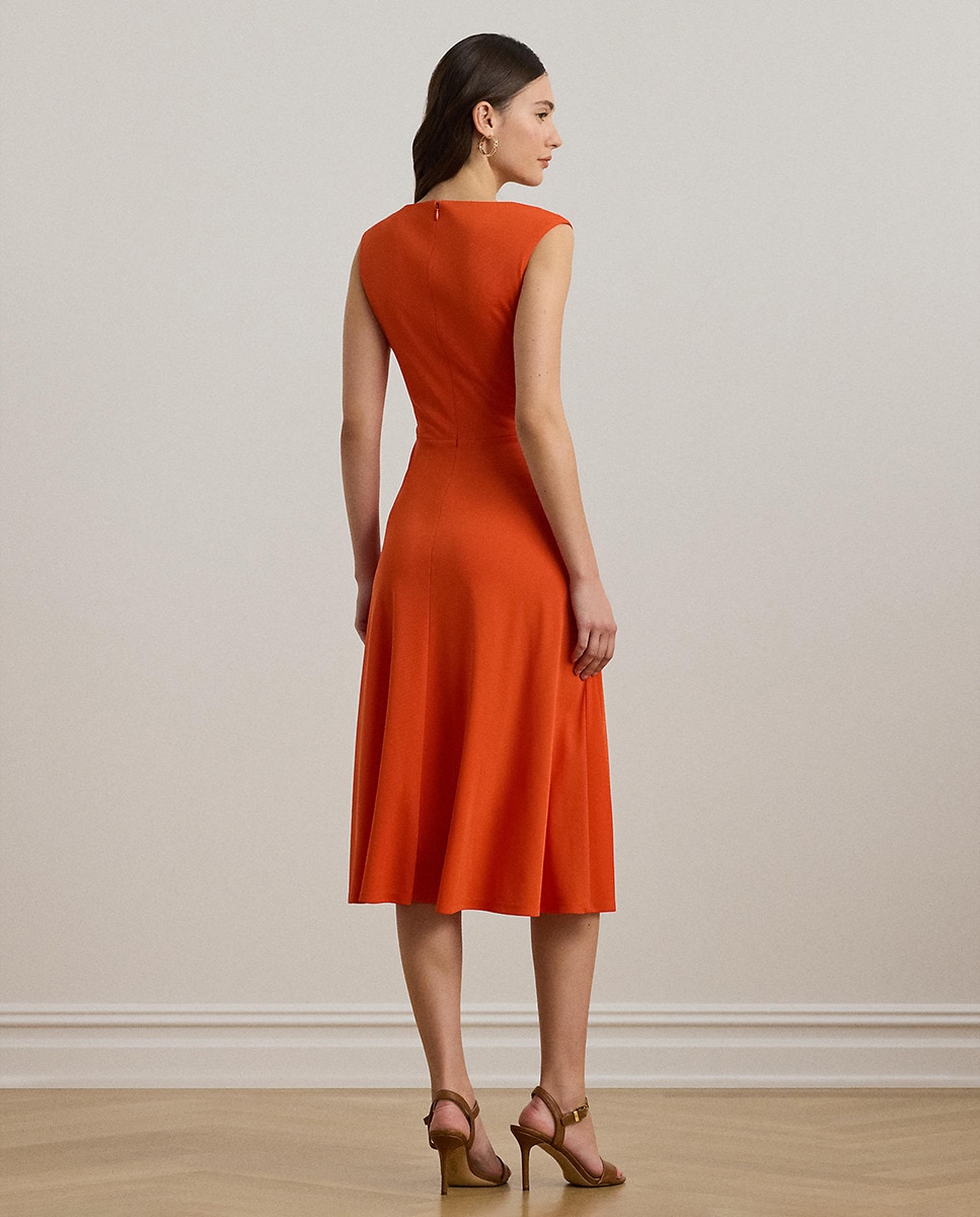 Vestido Midi com Manga em Balão Laranja-3