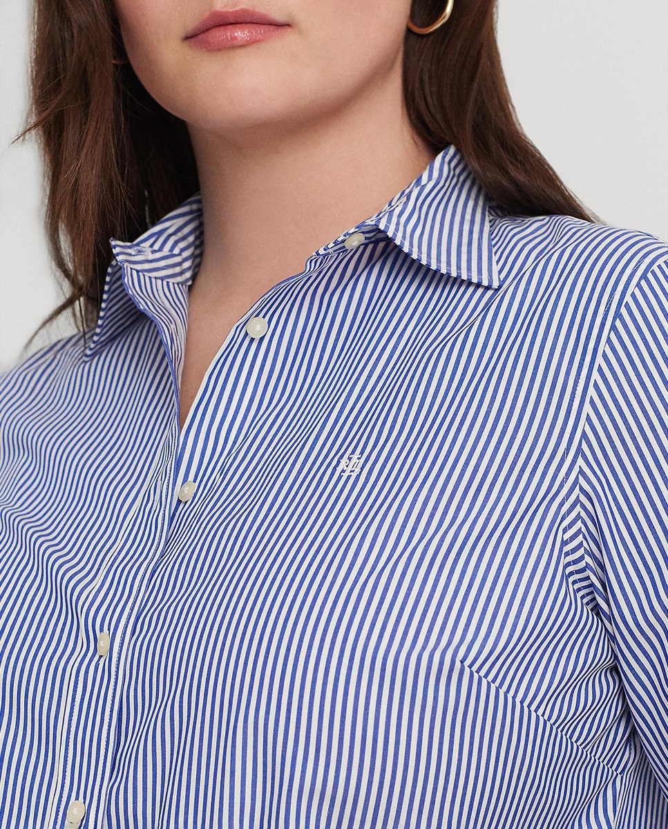 Camisa Tamanhos Grandes de Algodão Azul-claro-4