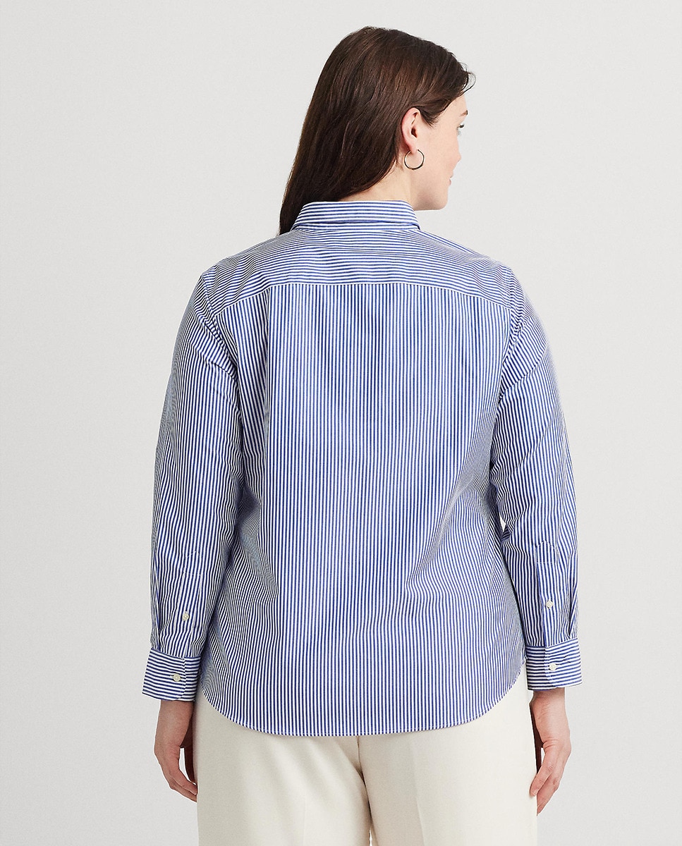Camisa Tamanhos Grandes de Algodão Azul-claro-3