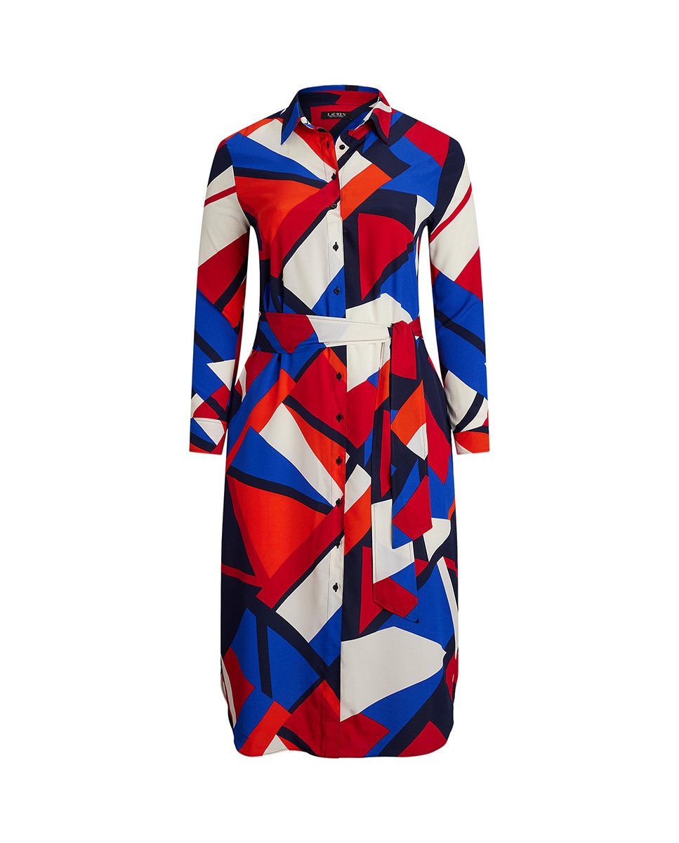 Vestido midi tamanhos grandes estampado Multicolor-6