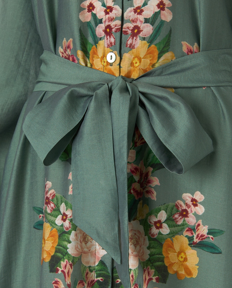Vestido midi estampado Verde-5