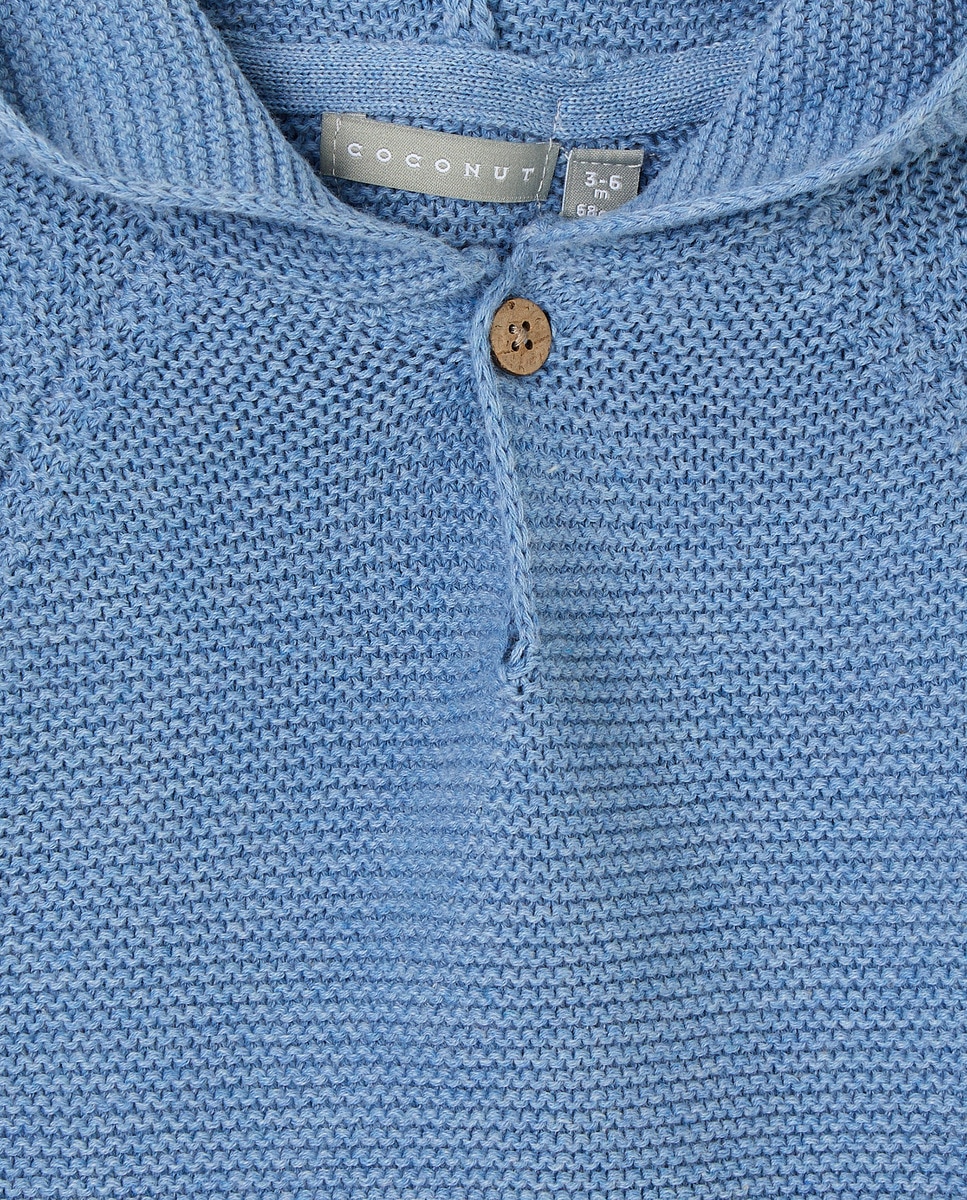 Camisola de Malha de Bebé com Capuz Anil-3