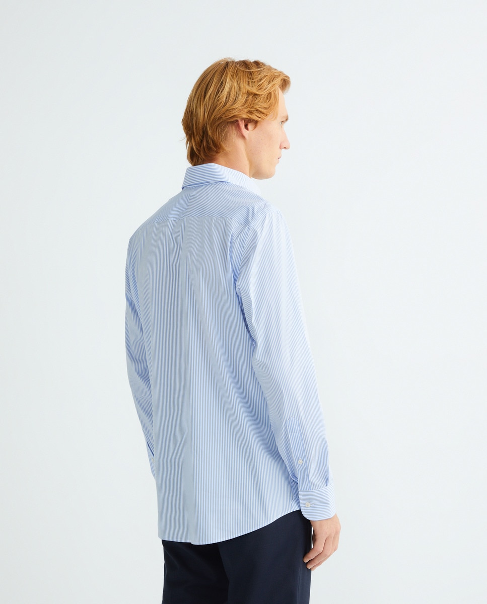 Camisa Clássica às Riscas Azul-3