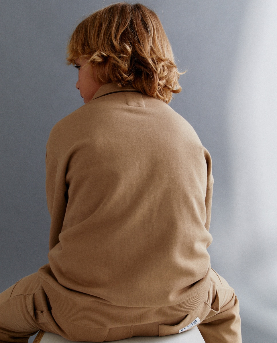 Sweatshirt com Fecho de Correr Castanho-3