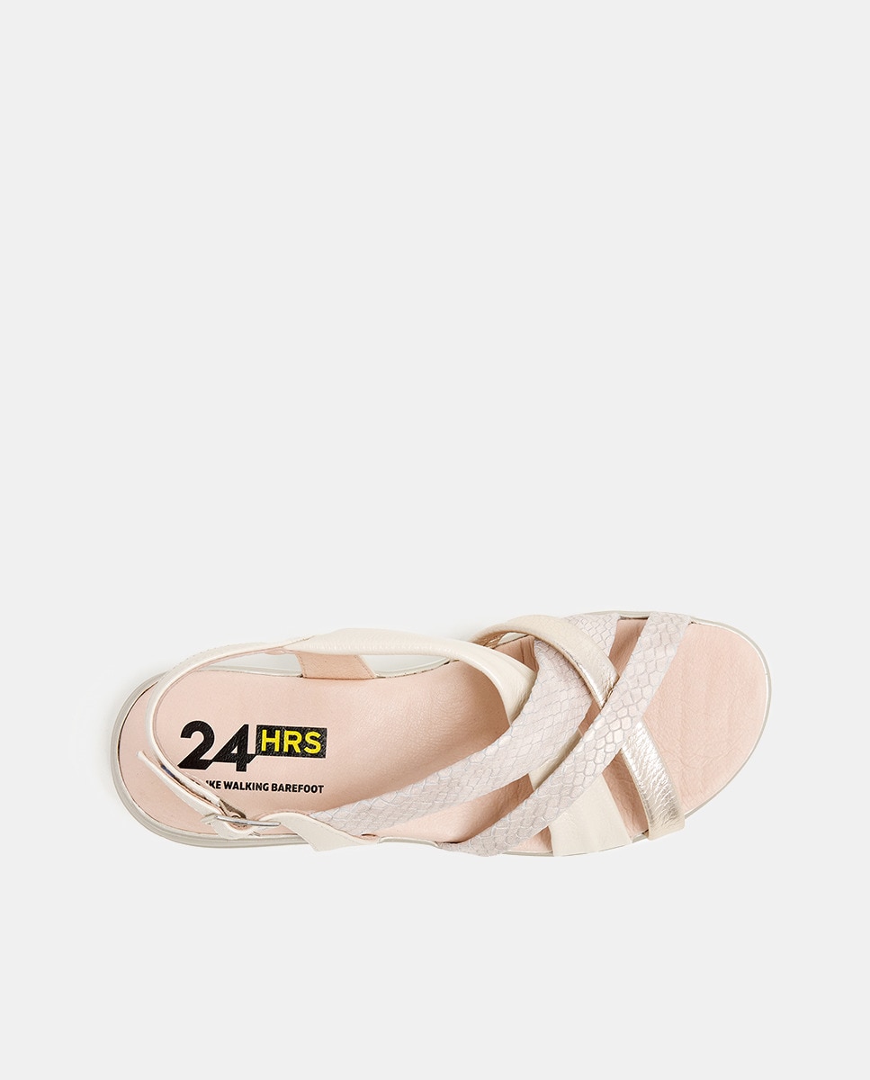 Sandálias de Tiras - Branco/Prateado Rosa-3