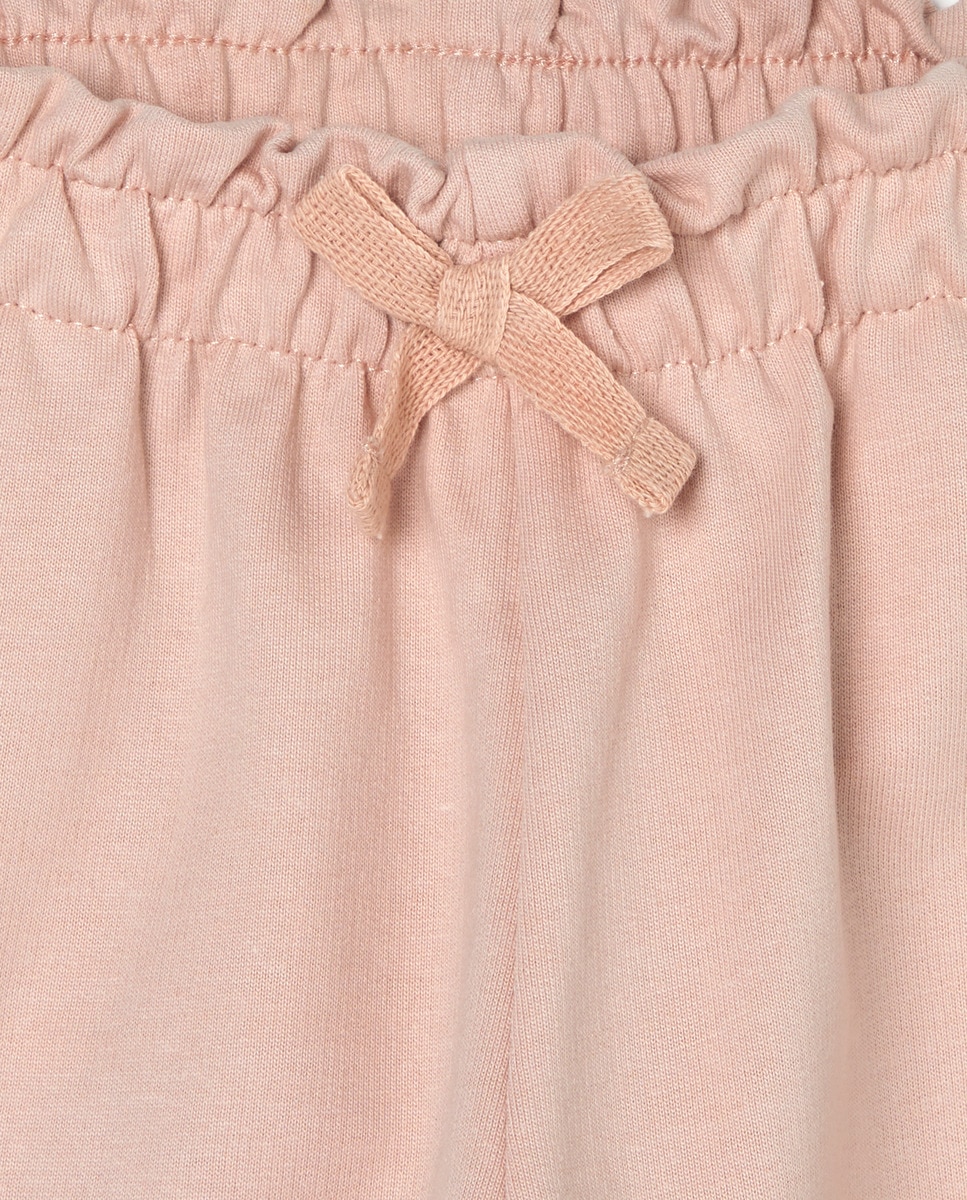 Pantalón bebé niña felpa cintura fruncida Rosa claro-3