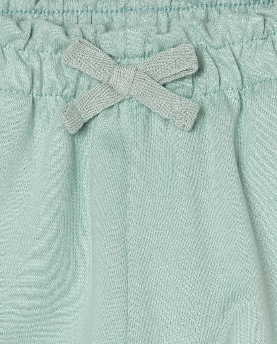 Pantalón bebé niña felpa cintura fruncida Verde claro-3
