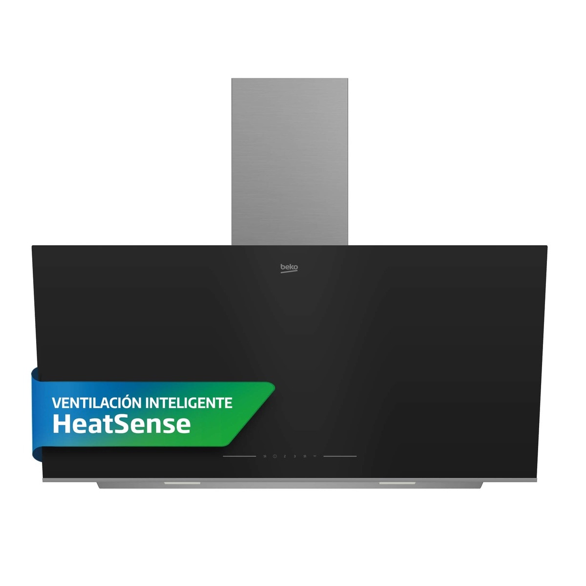 Campana decorativa Beko con 3 velocidades + Booster - BHCA96641BBHS Negro-8