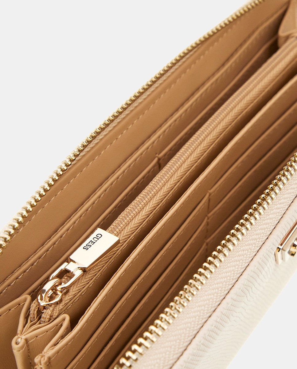 Carteira Horizontal Grande com Fecho de Correr Branco-3