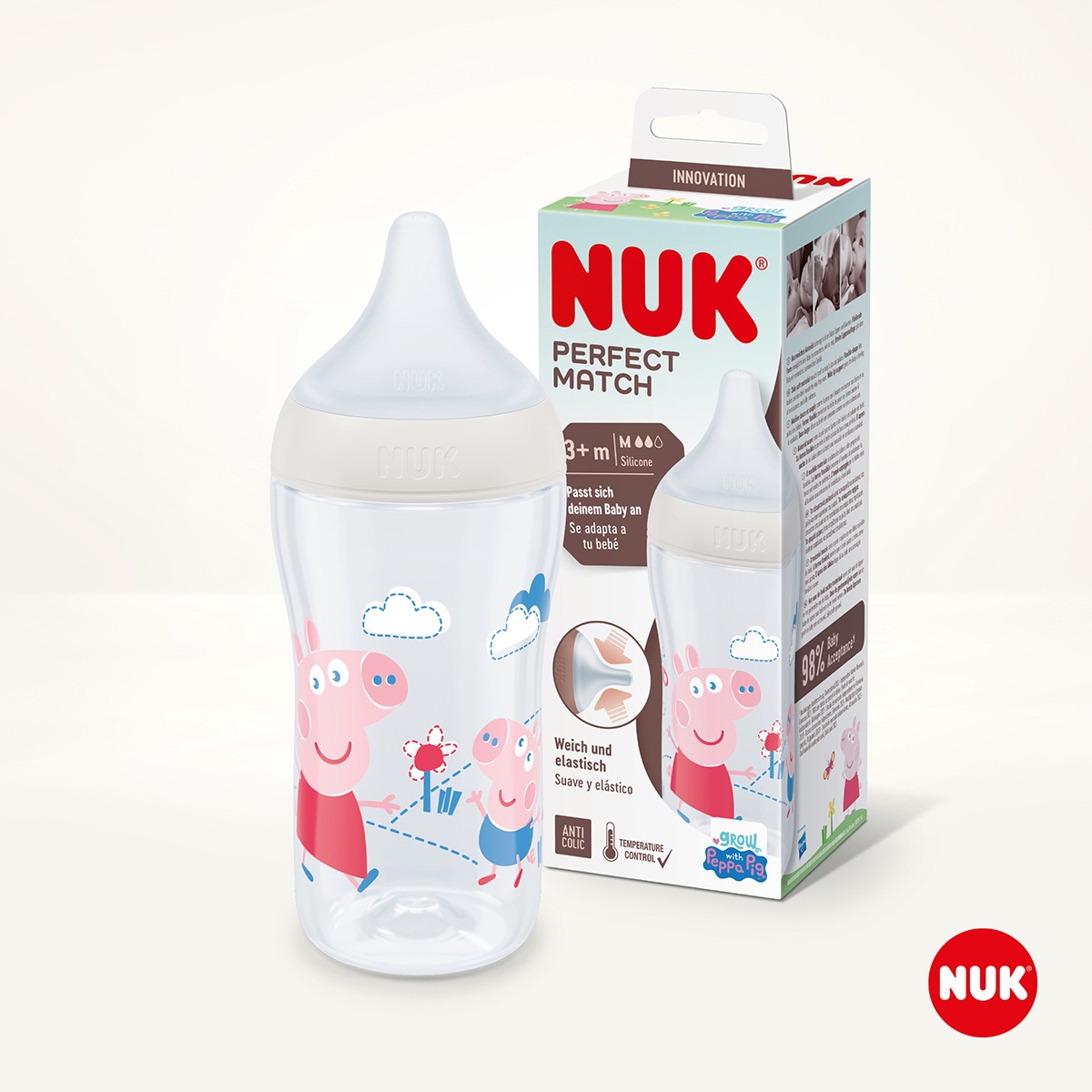 Biberón silicona Nuk Perfect Match 260ml Ed. Peppa Pig Verde Agua-5