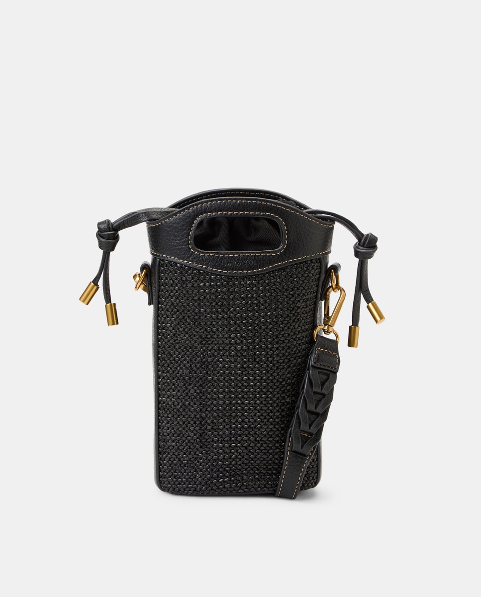 Mala Tubular com Efeito de Ráfia Preto-1