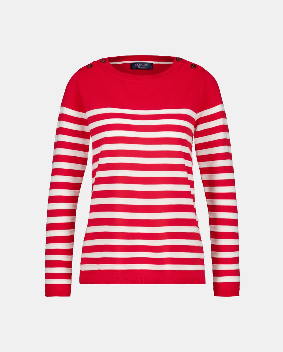 Camisola de Malha com Manga Comprida e Decote à Barco Vermelho-4