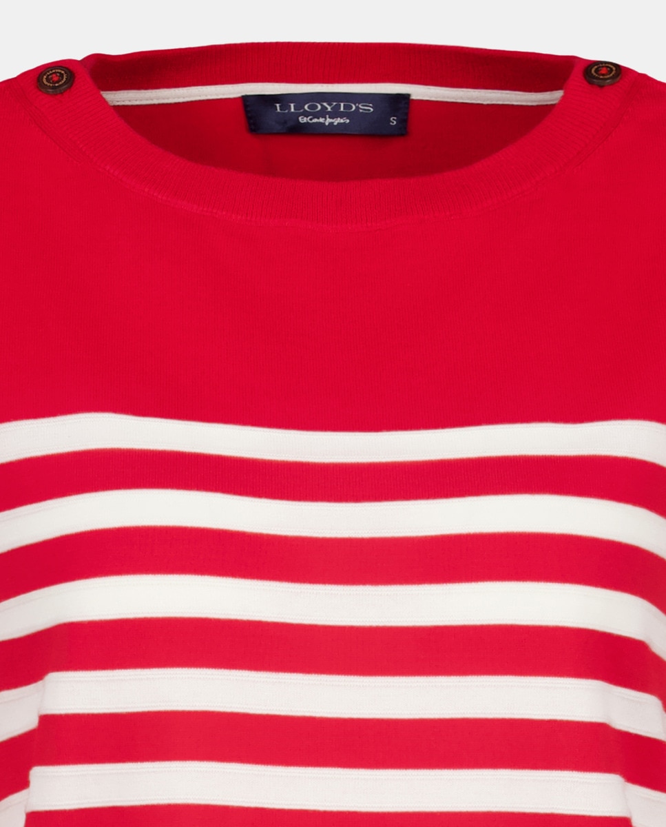 Camisola de Malha com Manga Comprida e Decote à Barco Vermelho-5