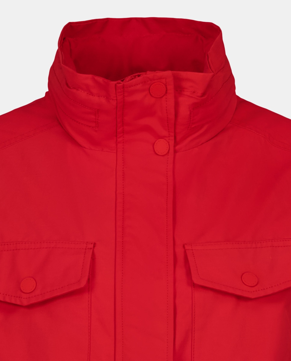 Parka Curta Básica com Capuz 600 Vermelho-5