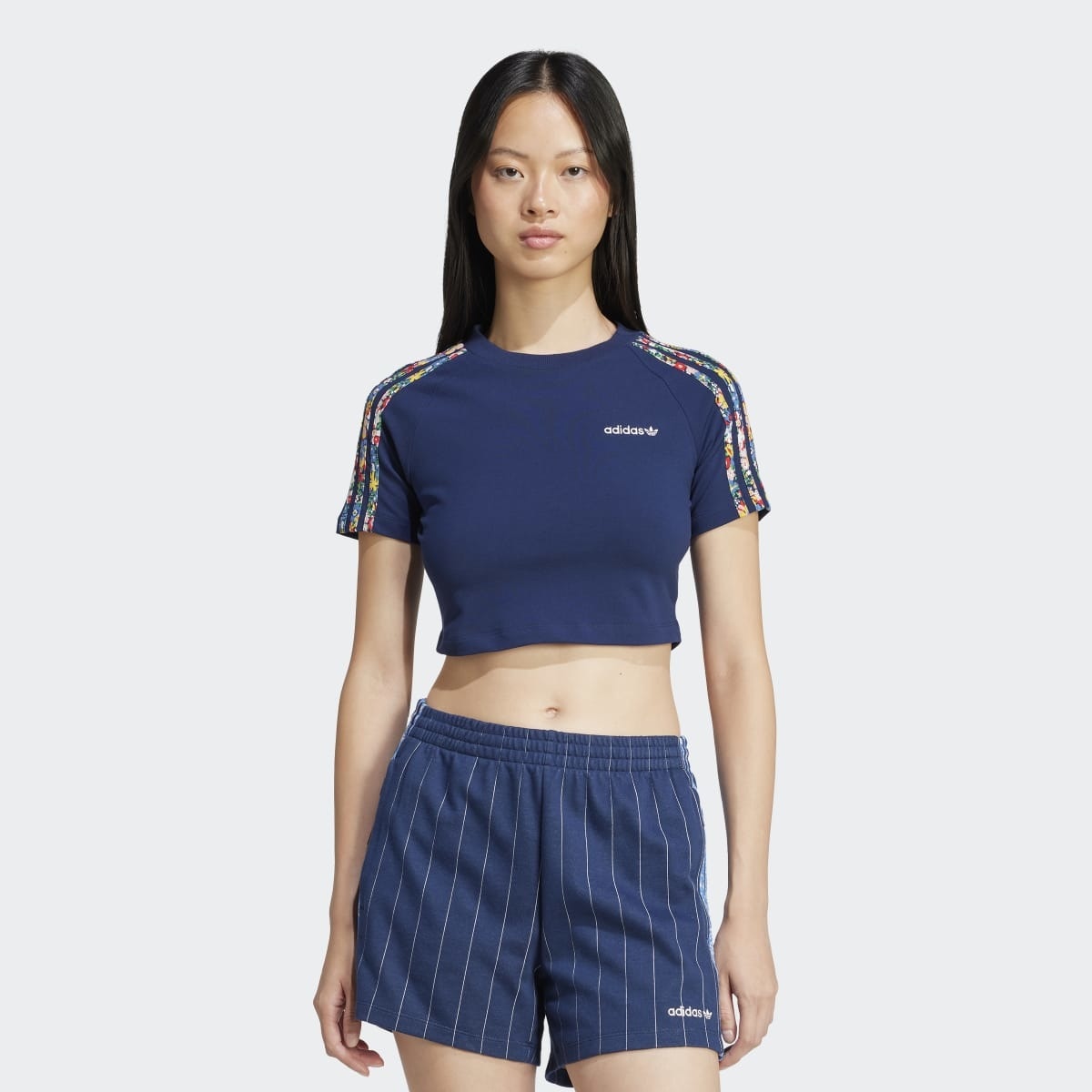 T-shirt Curta de Mulher x Liberty London Infill 3 Faixas Originals Azul-1