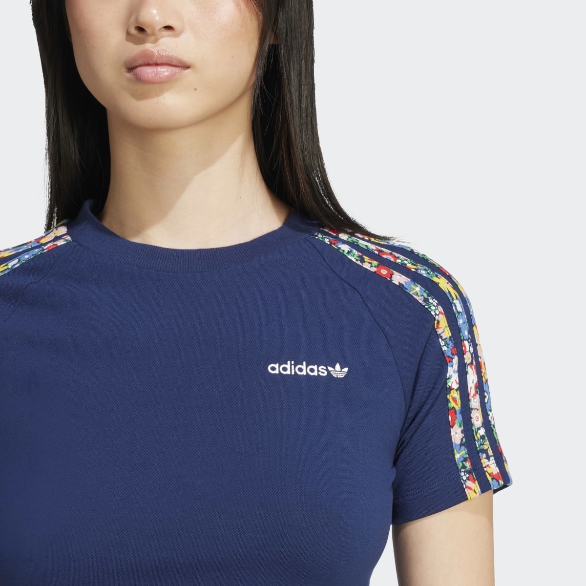 T-shirt Curta de Mulher x Liberty London Infill 3 Faixas Originals Azul-3