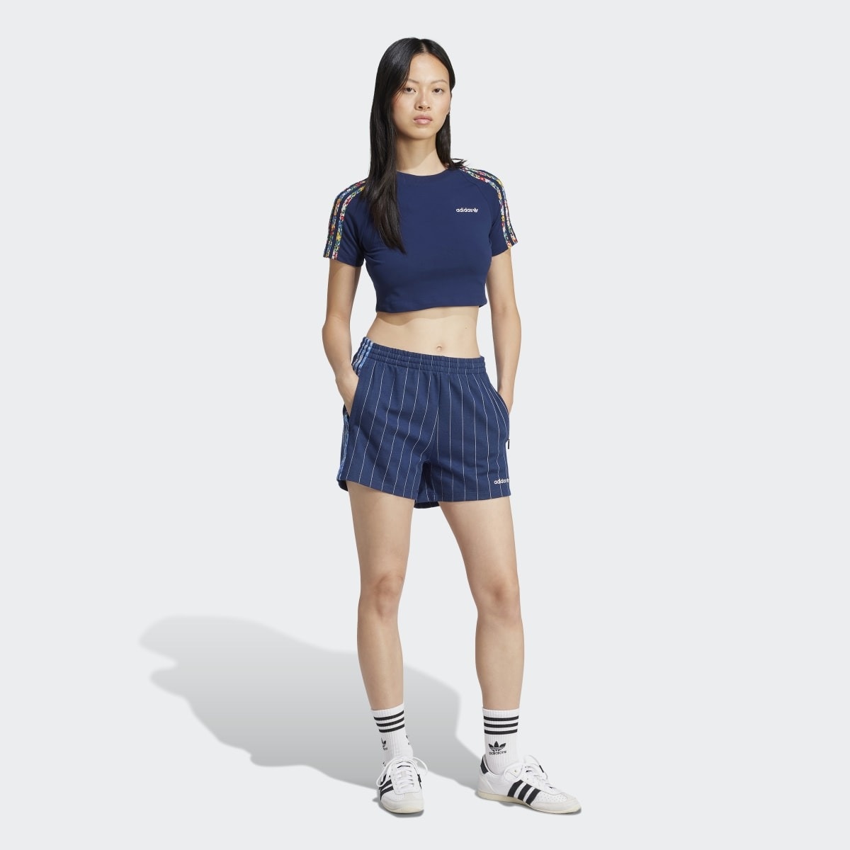 T-shirt Curta de Mulher x Liberty London Infill 3 Faixas Originals Azul-5