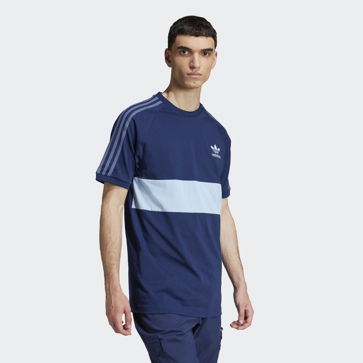 T-shirt de Homem Panel 3 Faixas Azul-1