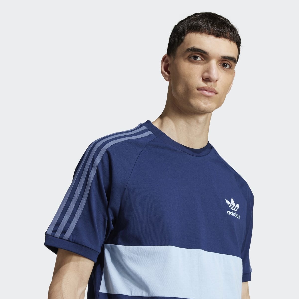 T-shirt de Homem Panel 3 Faixas Azul-4