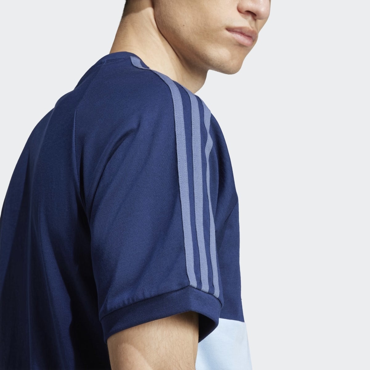 T-shirt de Homem Panel 3 Faixas Azul-3