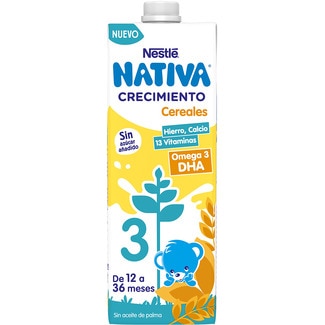 Crecimiento preparado lácteo infantil con cereales de 12 a 36 meses sin azúcar añadido brik 1 l sin aceite de palma - Nestle Nativa