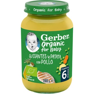 tarrito de guisantes y patata con pollo ecológico desde 6 meses envase 190 g - Gerber