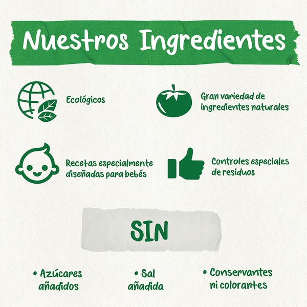 tarrito de brocoli y guisantes con pavo ecológico desde 6 meses envase 190 g