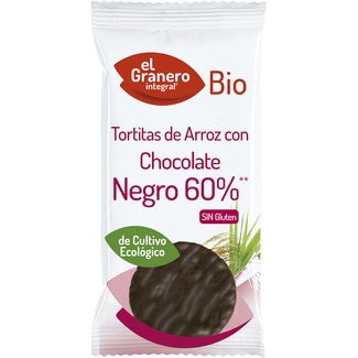 Bio tortitas ecológicas de arroz con chocolate negro 60% y sin gluten envase 100 g - El Granero Integral