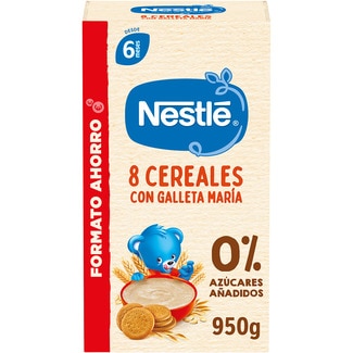 papilla 8 Cereales con galleta María 0% azúcares añadidos desde 6 meses formato ahorro envase 950 g - Nestle