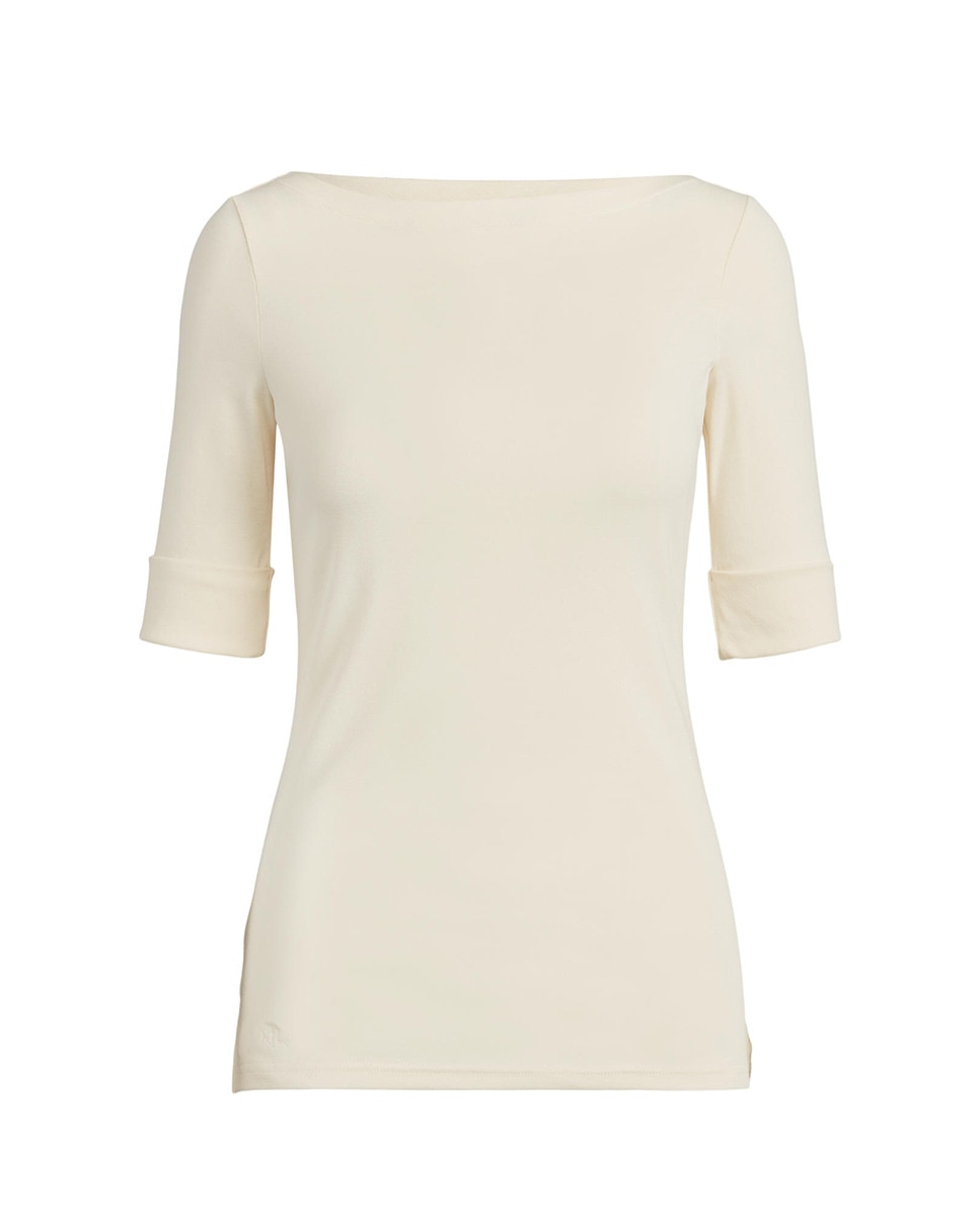 Camisola de Algodão com Manga até ao Cotovelo Natural-5