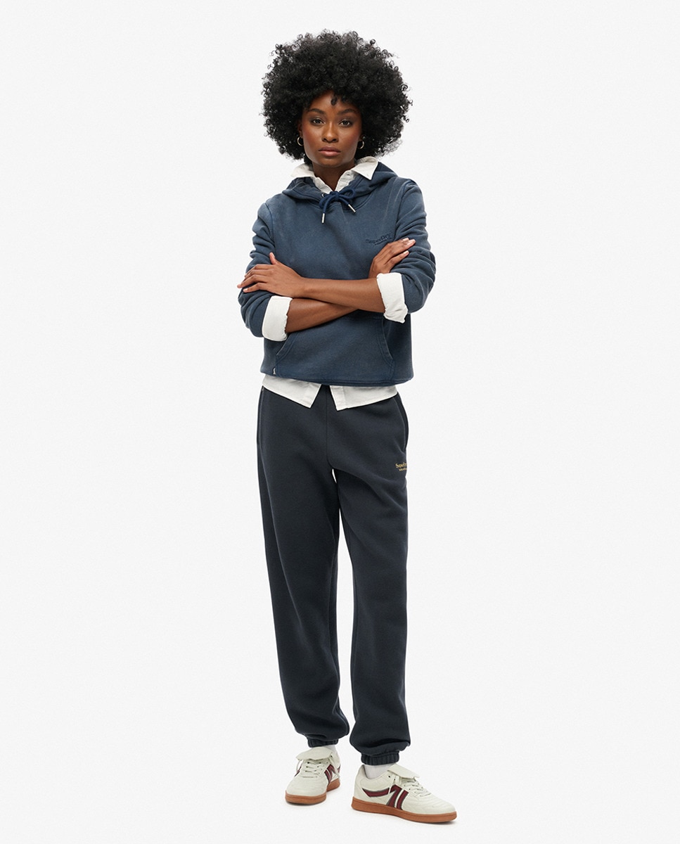 Joggers de Bainhas Elásticas com Logótipo Essential Azul-marinho-1