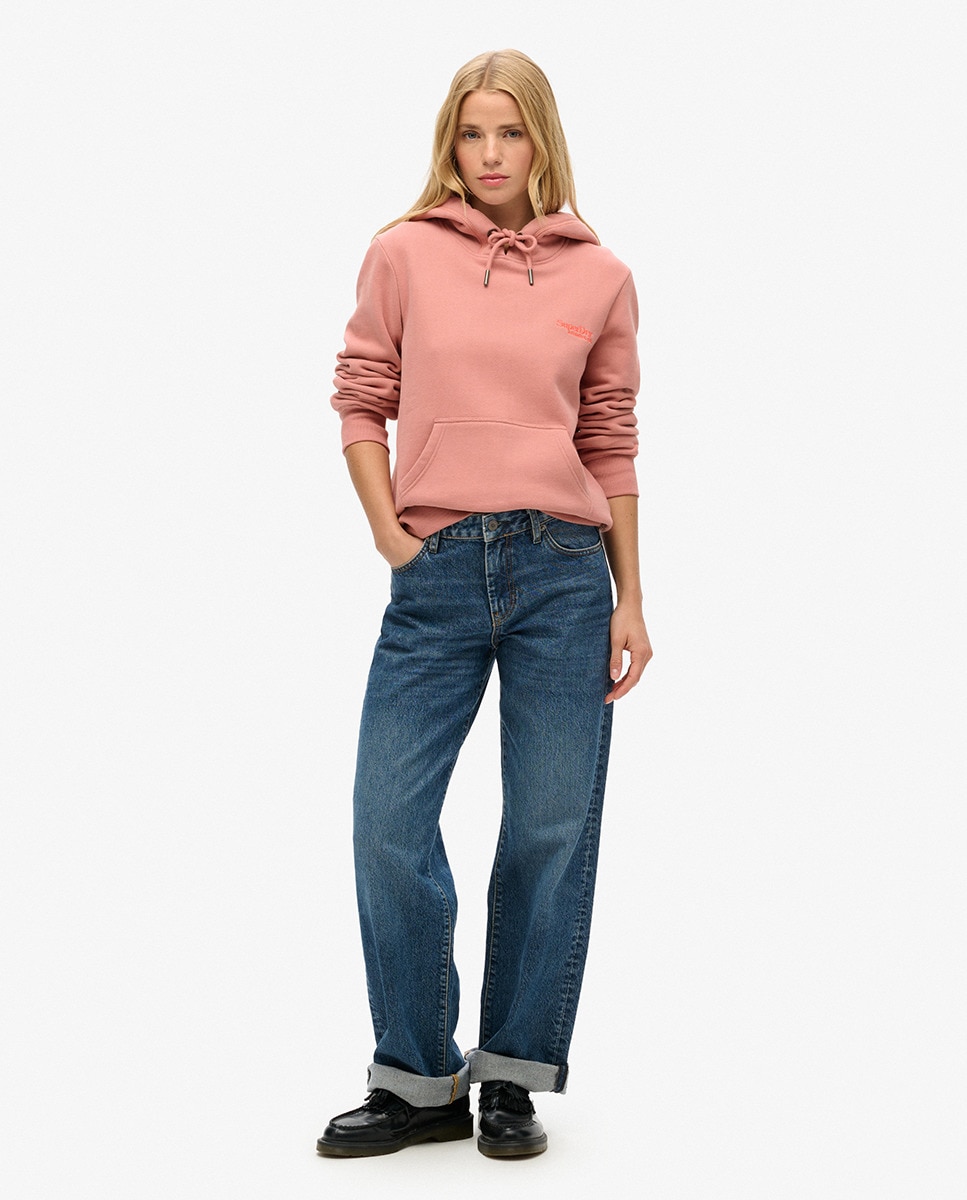 Sweatshirt com Capuz e Logótipo Essential Rosa-6